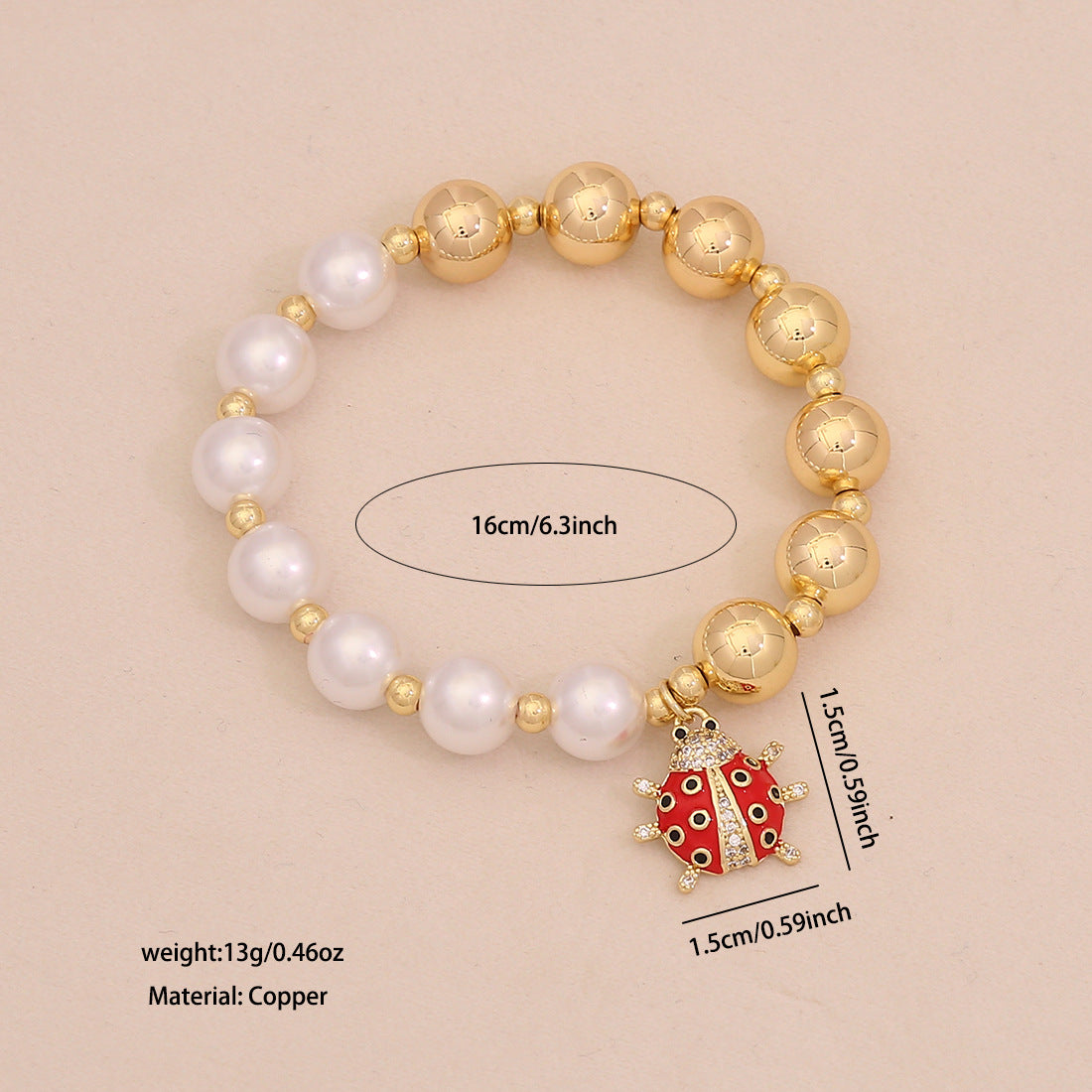 Fashion OL Style Insect-Shaped Imitation Pearl Beaded Bracelet for Women