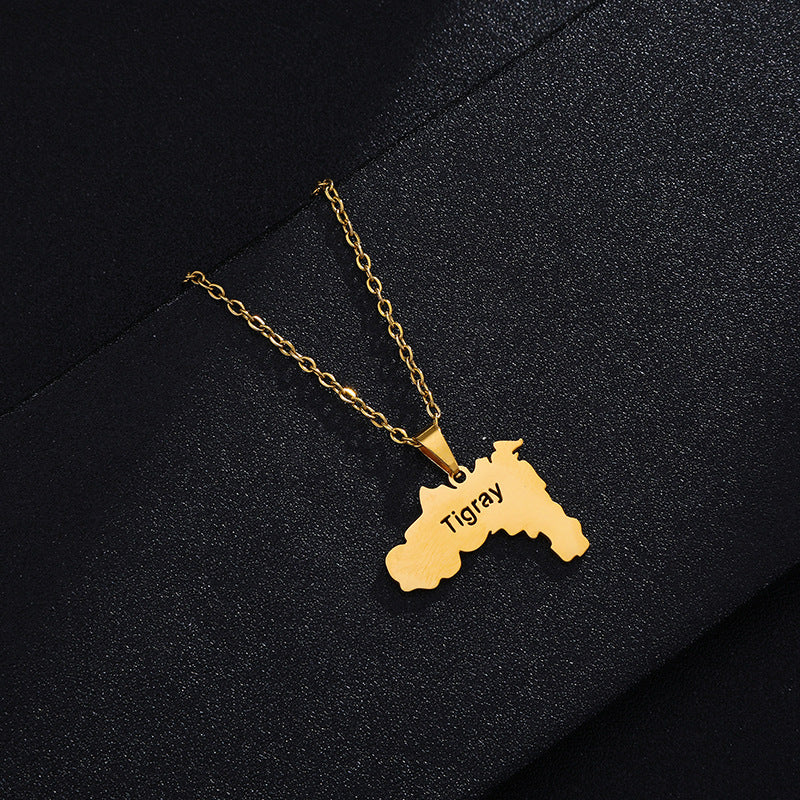 Collana con Pendente Geometrico in Acciaio Inossidabile con Ciondolo in Acciaio al Titanio, Finitura Galvanizzata, Catena a O, Accessorio Moda Unisex