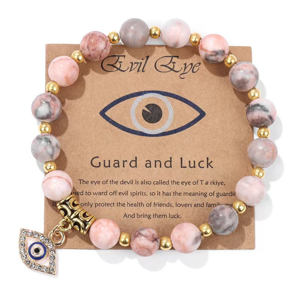 Minimalist Geometric Evil Eye Rhinestone Beaded Bracelet Unisex Yoga Energy Jewelry