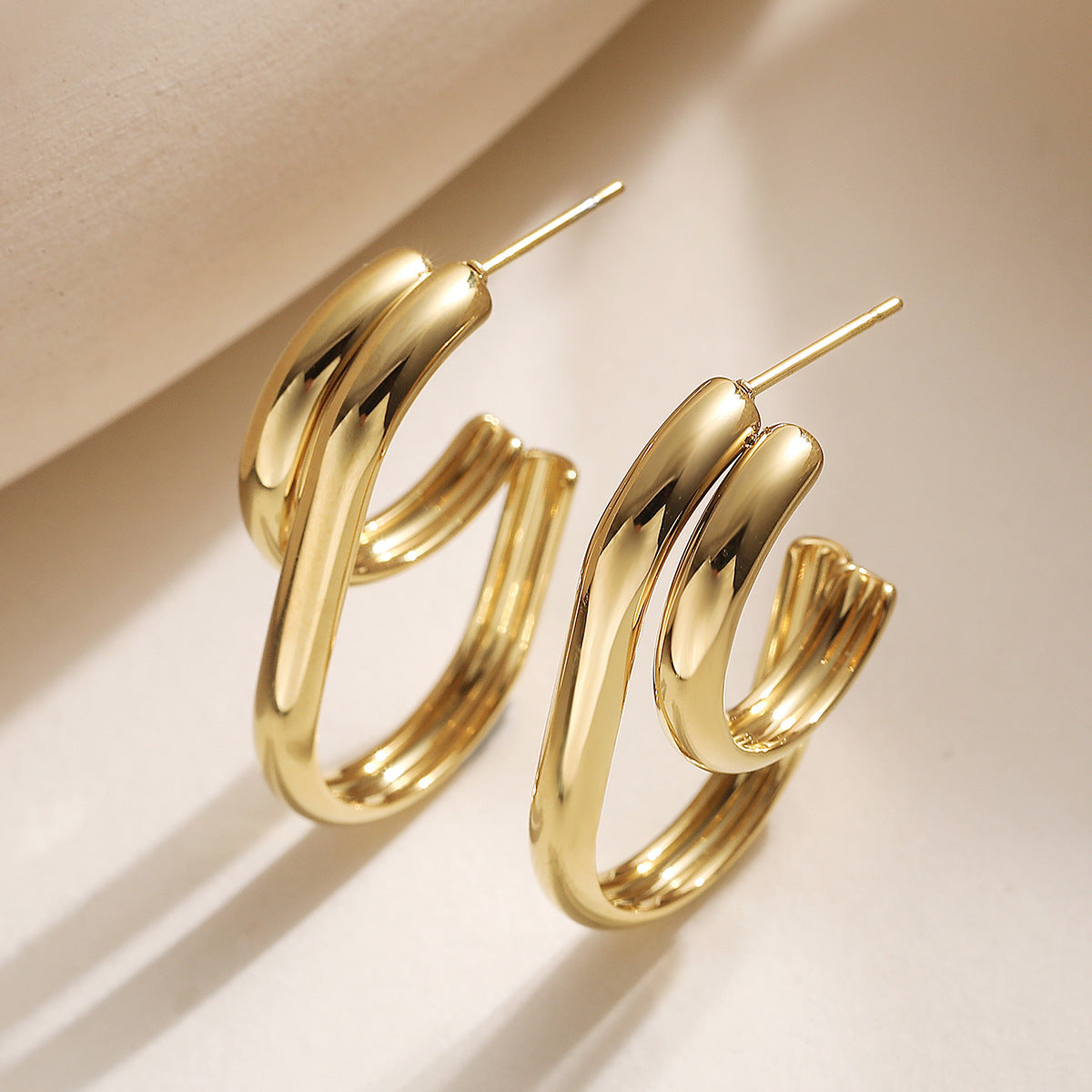 Minimalist Geometric Stainless Steel PVD Earrings for Women