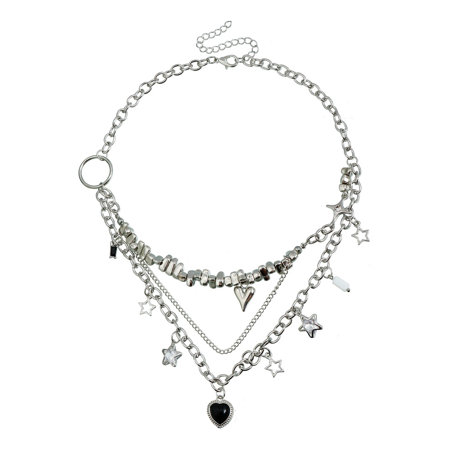 Sweet Streetwear Heart Star Geometric Alloy Plated Multi-Layer Necklace for Women