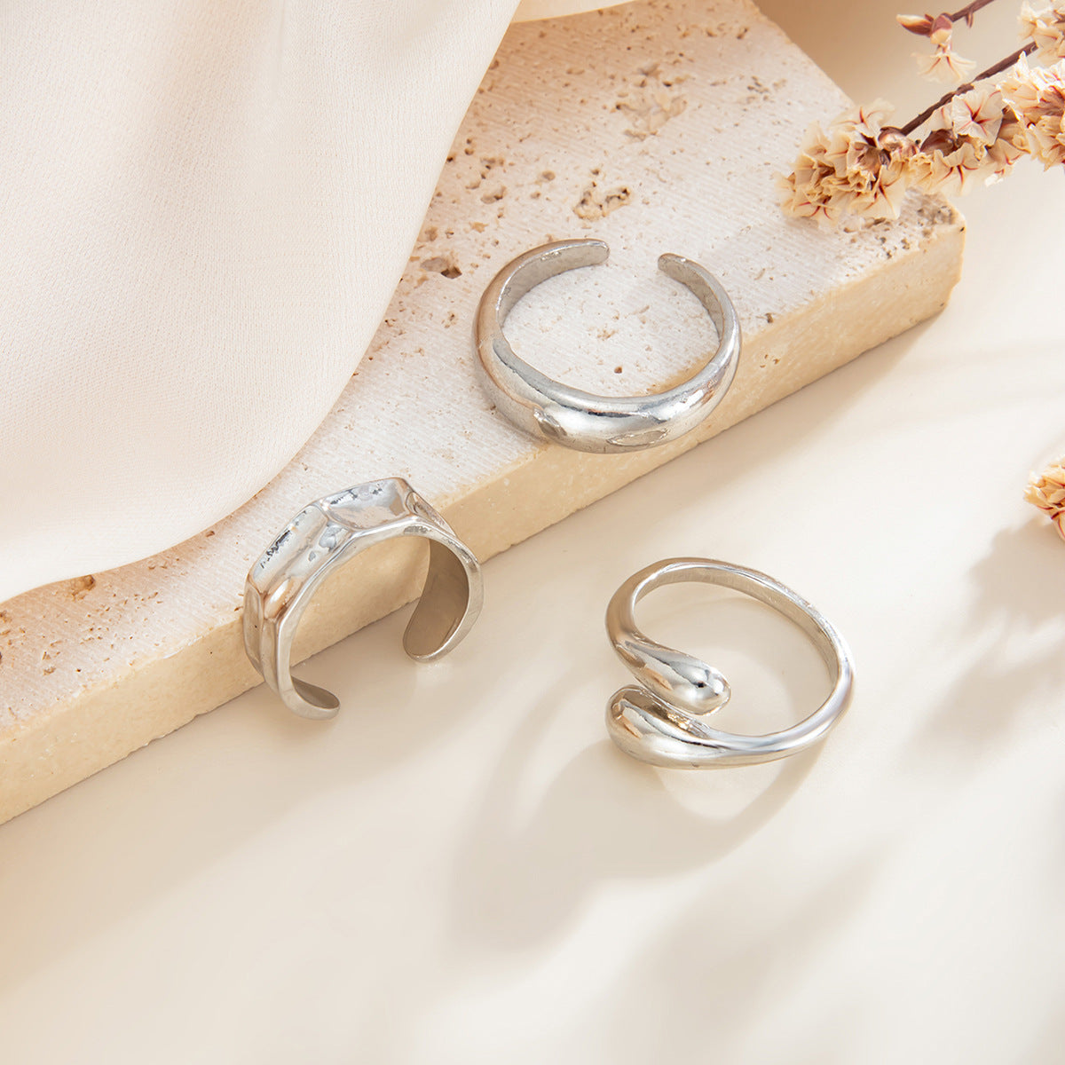 Minimalist Geometric Zinc Alloy Plated Irregular Knuckle Ring Set for Women