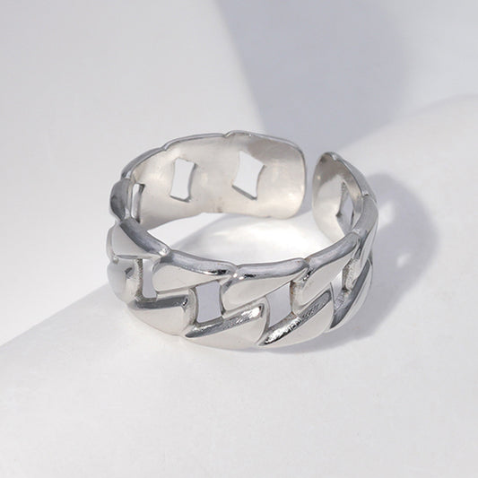 Anillo ajustable de acero inoxidable estilo punk geométrico con acabado chapado para hombres y mujeres