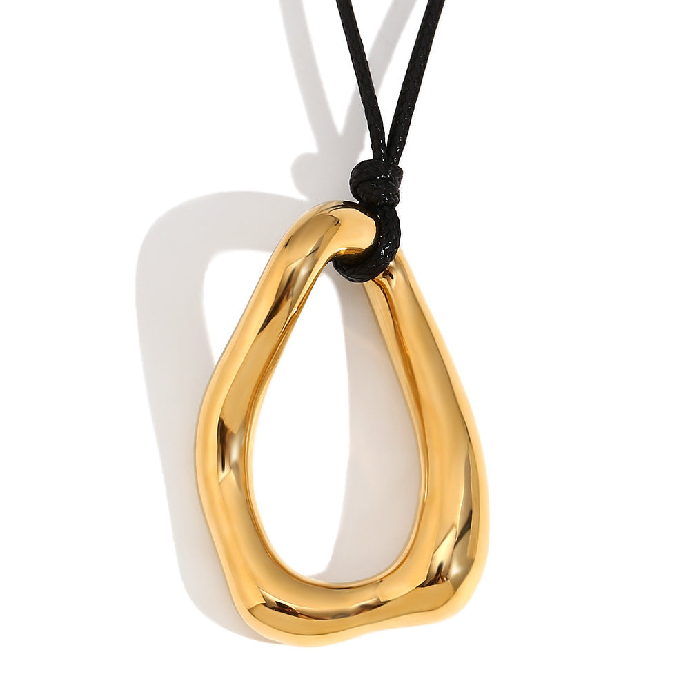 Collana rotonda geometrica irregolare 3D alla moda per donna in acciaio inossidabile con placcatura in oro 18 carati
