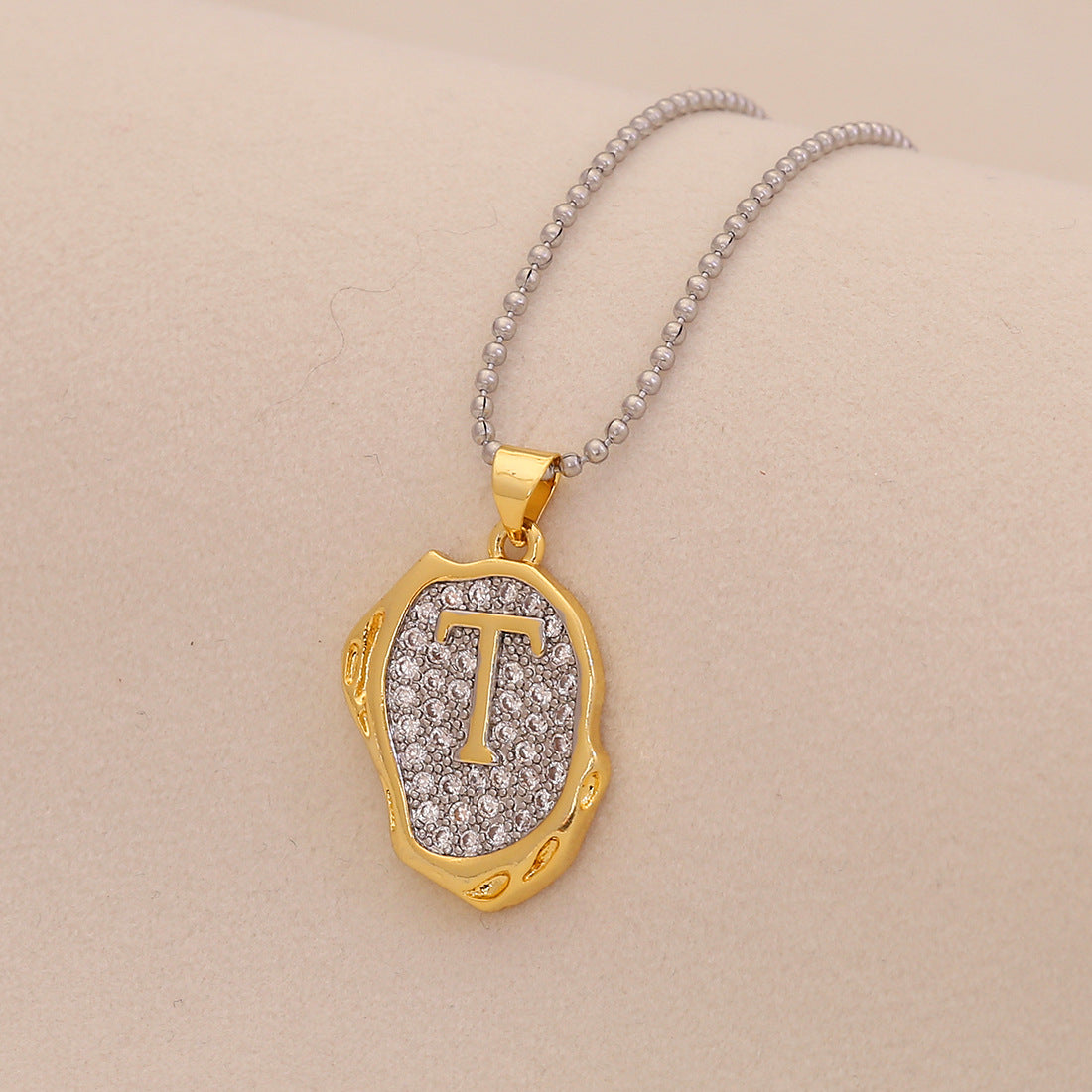 Retro Letter Pendant Necklace for Women in Brass with Minimalist Elegant Locket Style