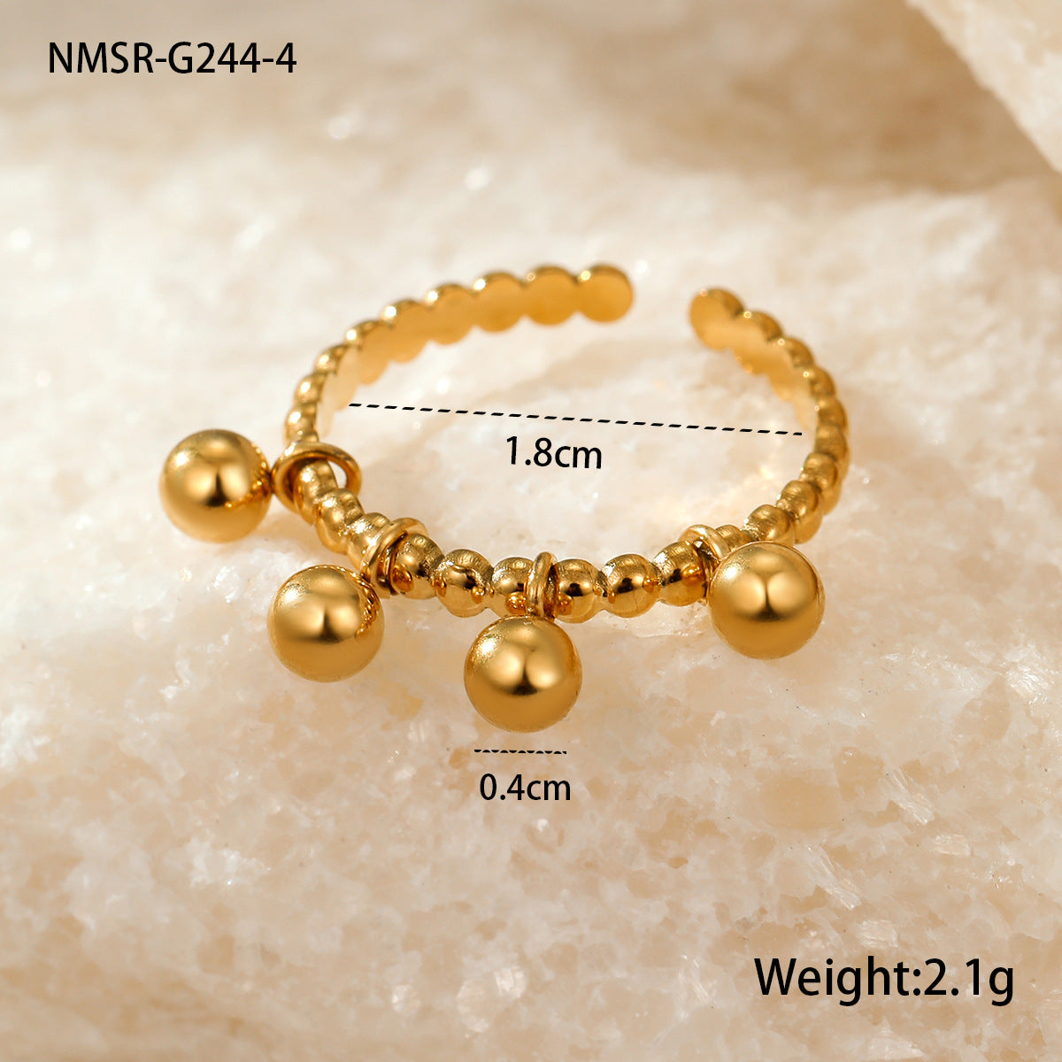 Anillo de acero inoxidable geométrico minimalista con chapado en oro de 18 quilates para mujer