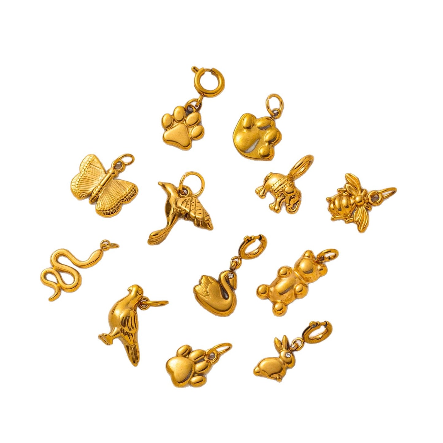 Minimalist Vintage Animal Shape Stainless Steel PVD Plated Charm Bar