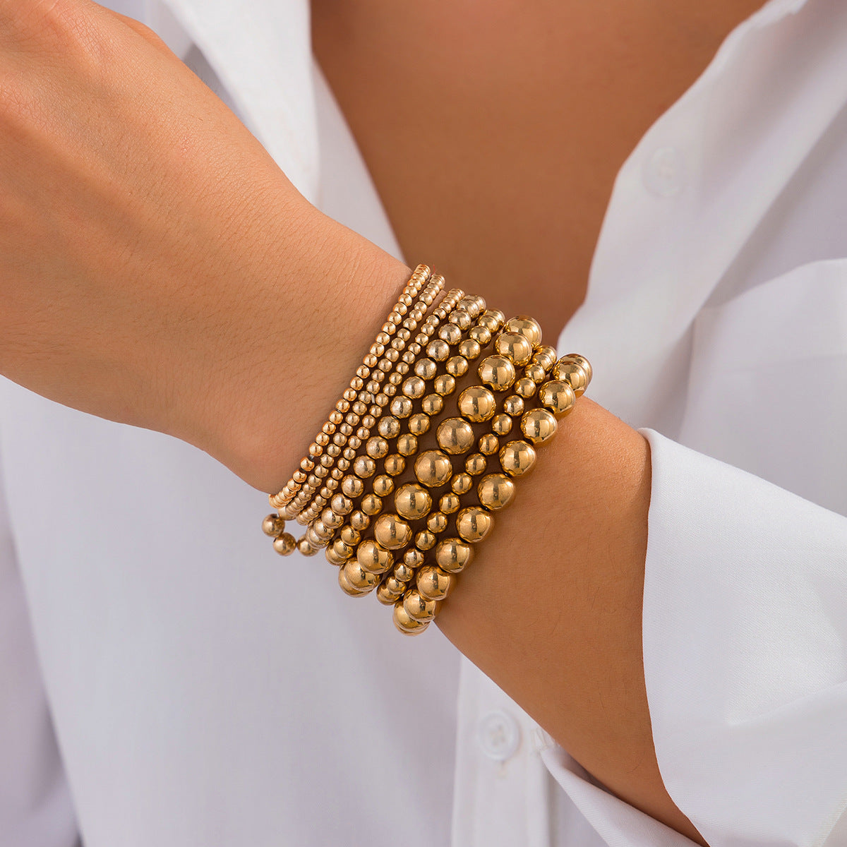 Minimalist Geometric CCB Beaded Bracelet Set Plated Women's Jewelry