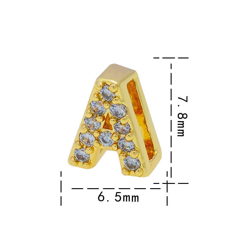 Collana con Ciondolo a Lettera Minimalista da Donna in Acciaio al Titanio con Placcatura in Oro 18K e Strass su Catena O-Ring