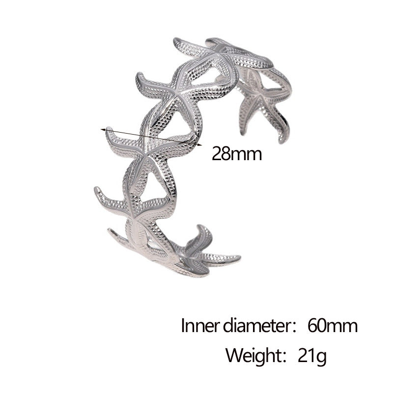 Minimalist Casual 18K Gold Plated Star Stainless Steel Bracelet for Women