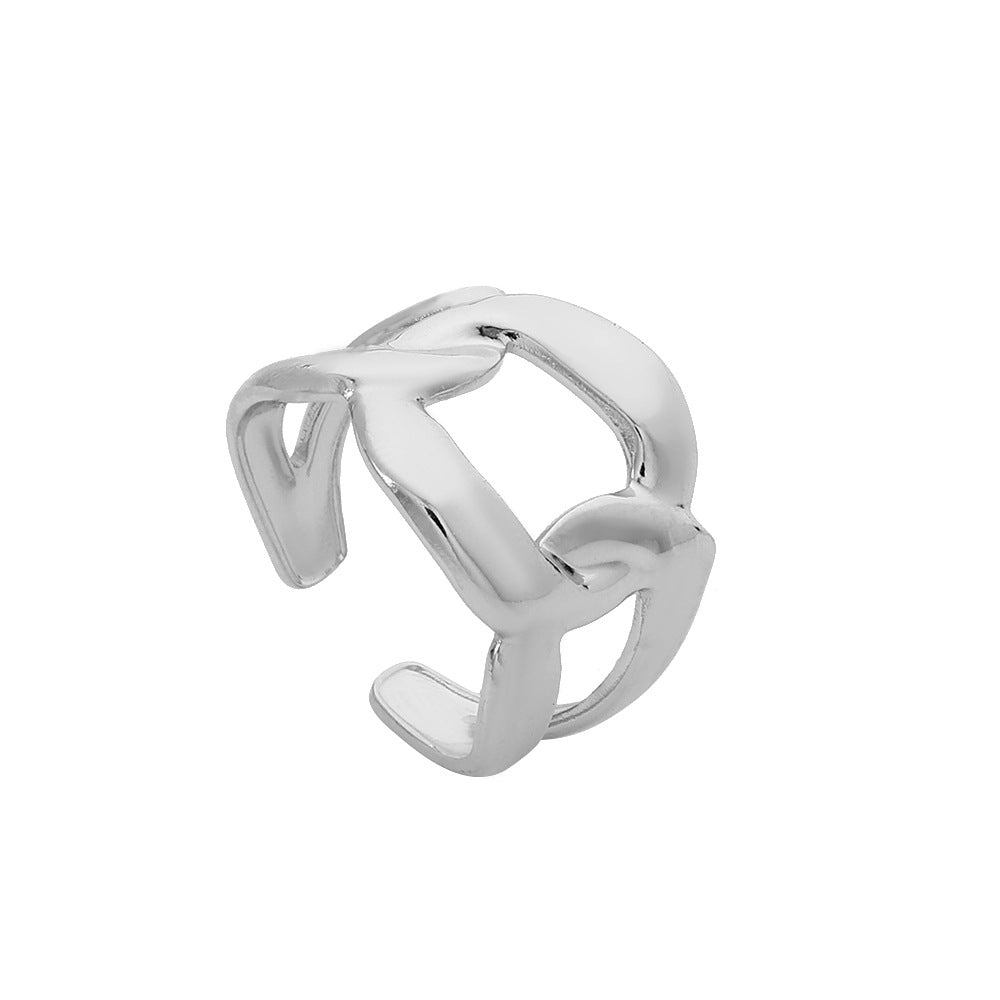 Minimalist Geometric Round Plated Titanium Steel Adjustable Open Ring Unisex