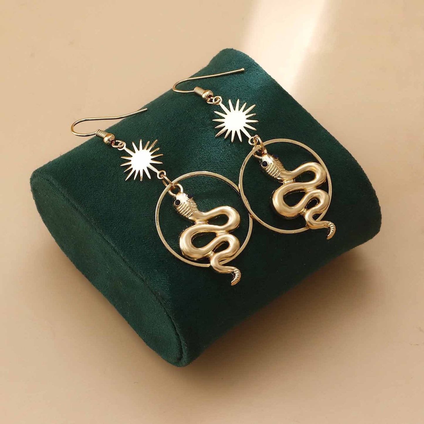 Geometric Statement Earrings in Gold-Plated Alloy with Creative Design and Trendy Tail-Coil Closure