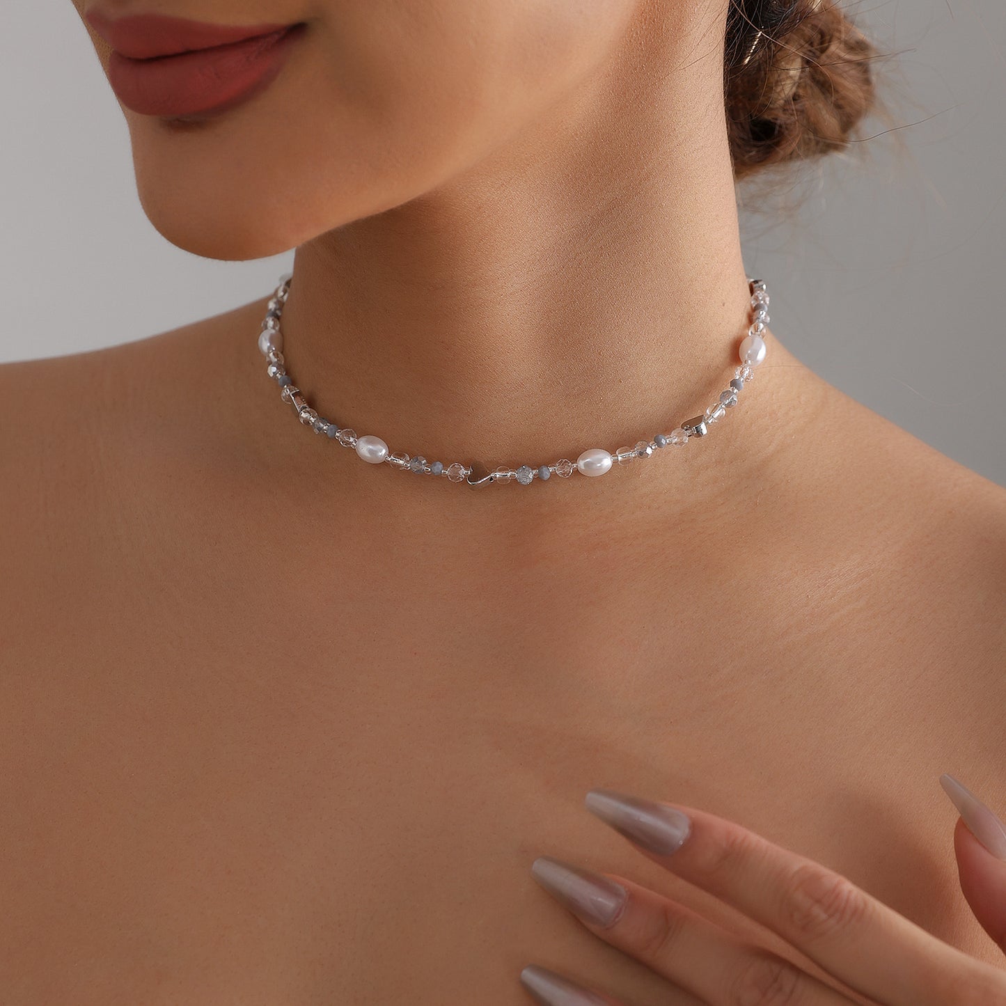 Casual Geometric Heart Alloy Plated Beaded Necklace for Women