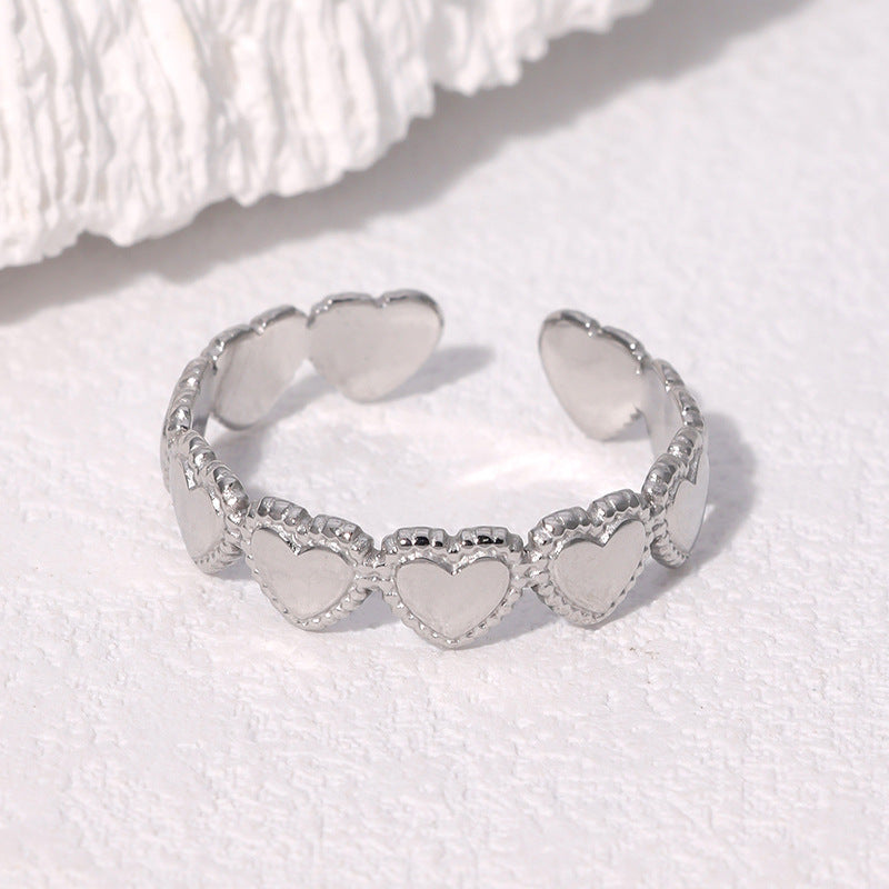 Minimalist 18K Gold Plated Stainless Steel Heart Open Ring for Women