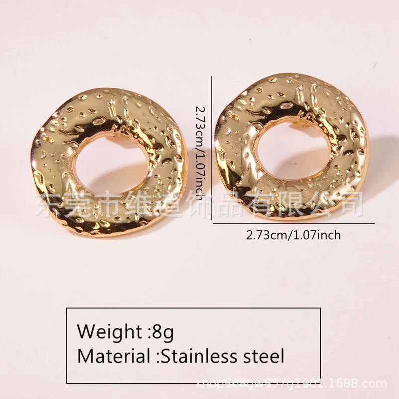 Beach Style Stainless Steel Geometric Starfish Shell Stud Earrings for Women