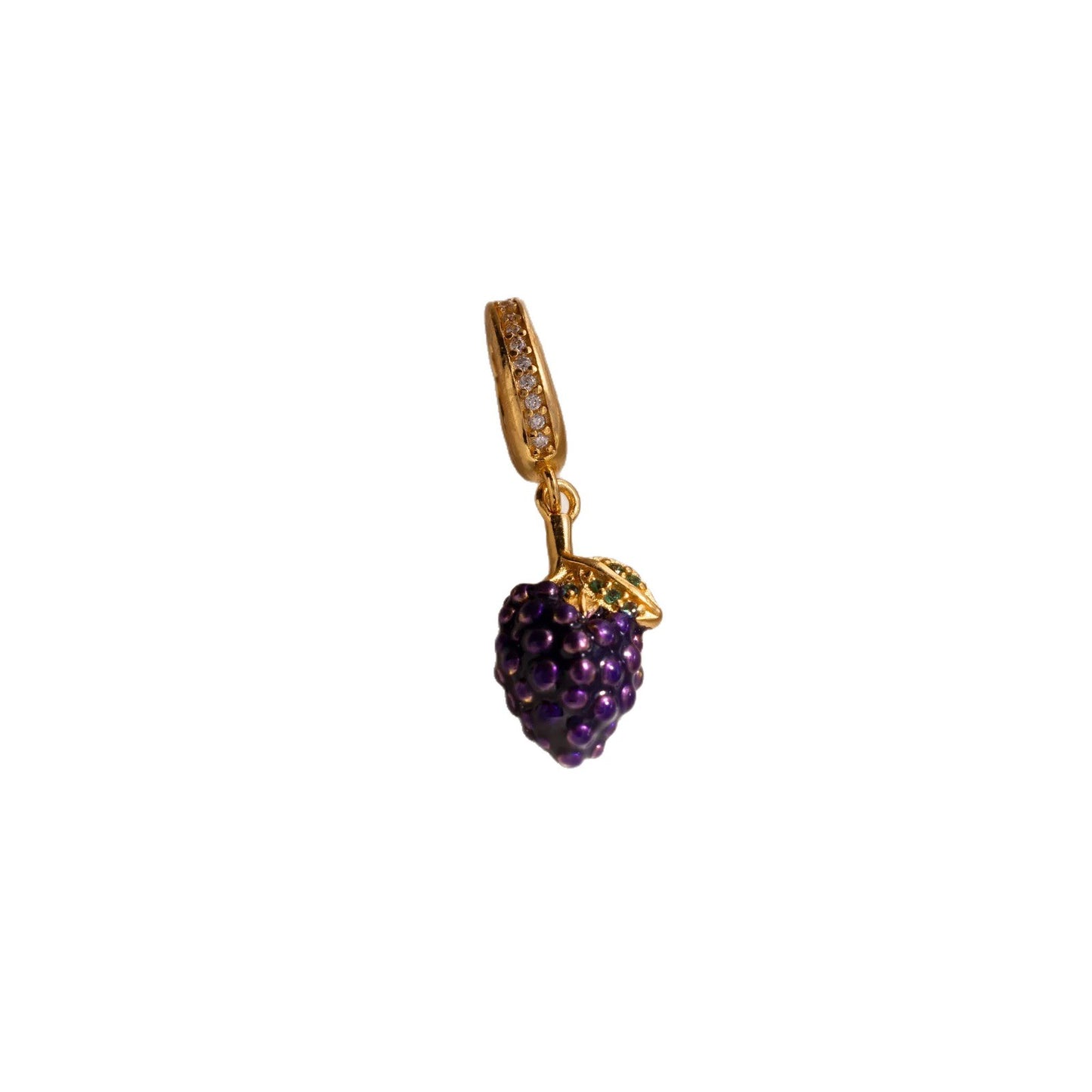 Vintage 18K Gold Plated Brass Fruit Charm Bar with Drip Oil Painting