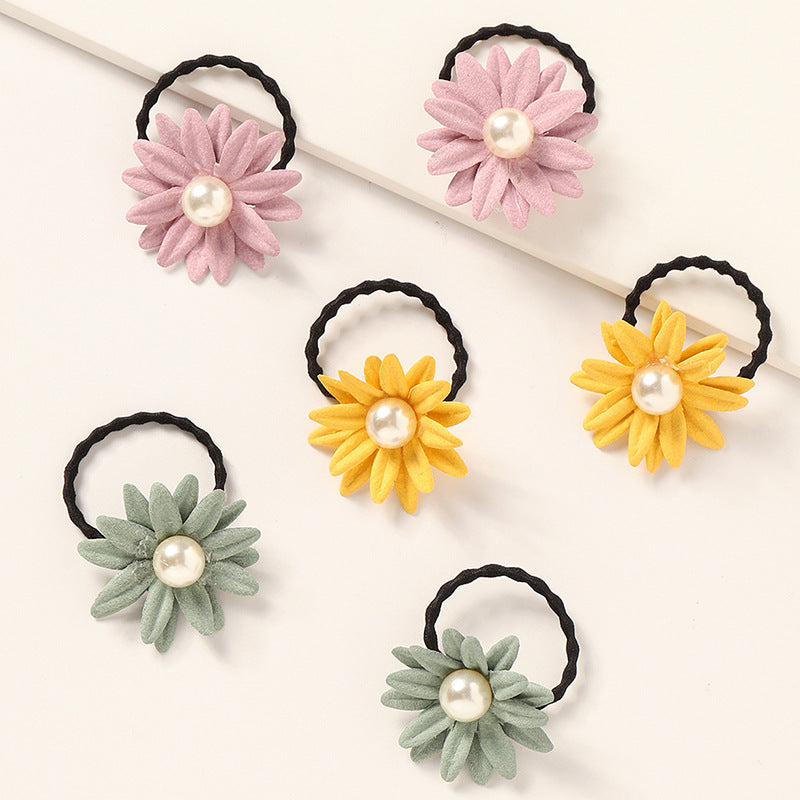 Juego de accesorios para el cabello de margaritas florales vintage para niñas con ligas y broches de tela estilo jardín rústico