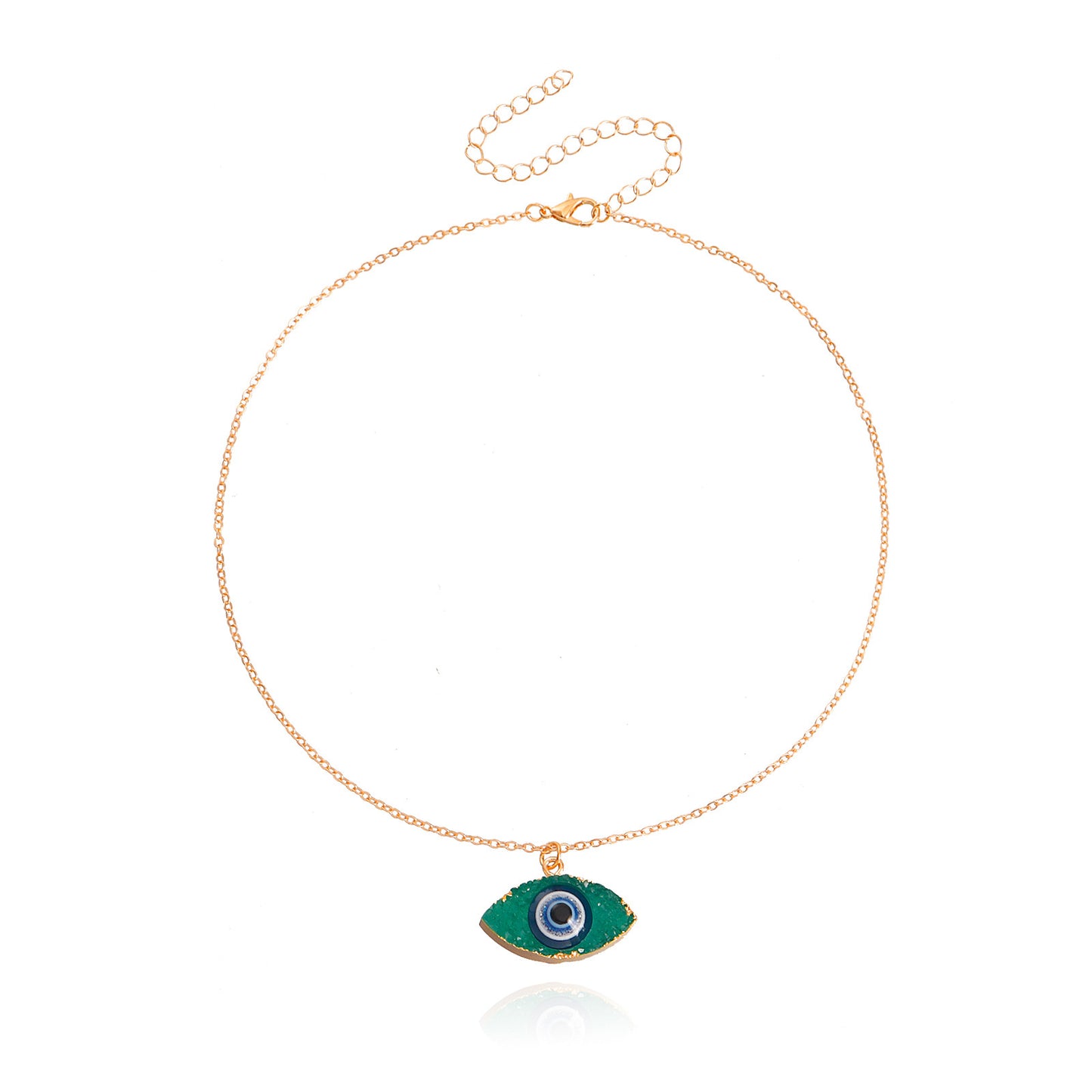 Minimalist Geometric Evil Eye Pendant Necklace for Women Alloy Chain with Plated Finish