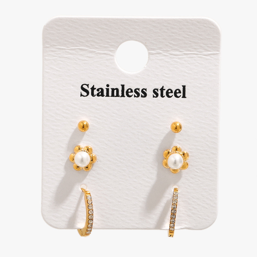 Pendientes Minimalistas Geométricos de Acero Inoxidable con Baño de Oro de 18K, Dijes de Estrella y Paraguas, y Diseño de Aro