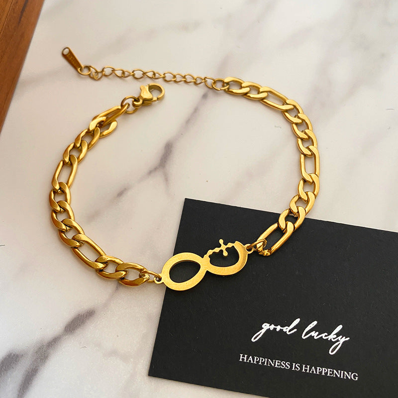 Gold Plated Titanium Steel Irregular Infinity Cross Bracelet Unisex