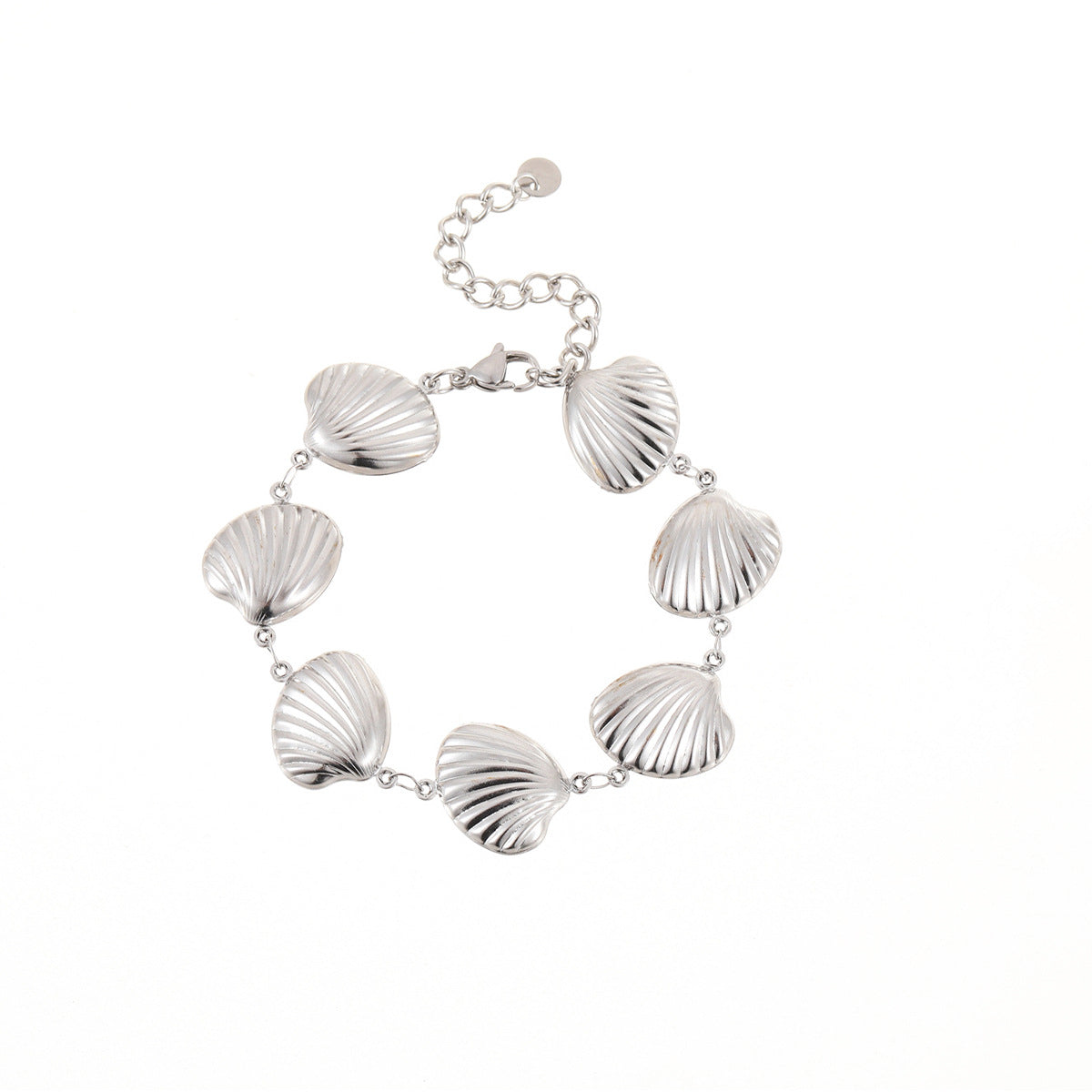 Fashionable Geometric Stainless Steel Hollow Seashell Bracelet with Star and Heart Charms Plated in 18K Gold Ocean-Inspired Women's Jewelry