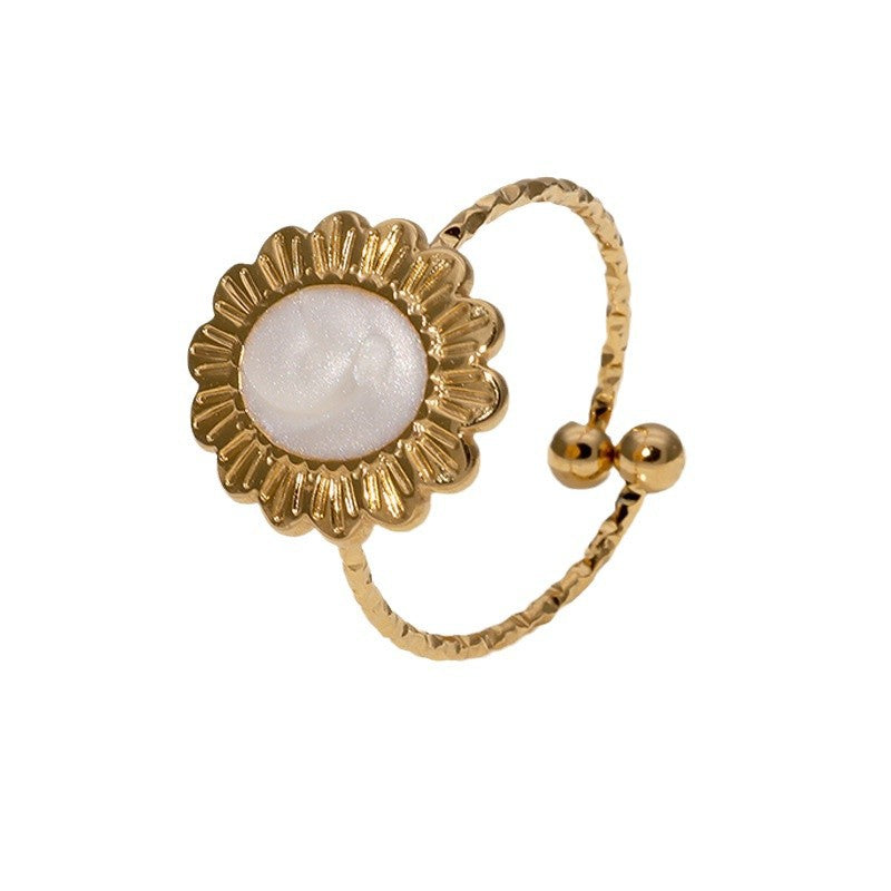 Anello geometrico in acciaio inossidabile placcato oro da donna in stile vintage
