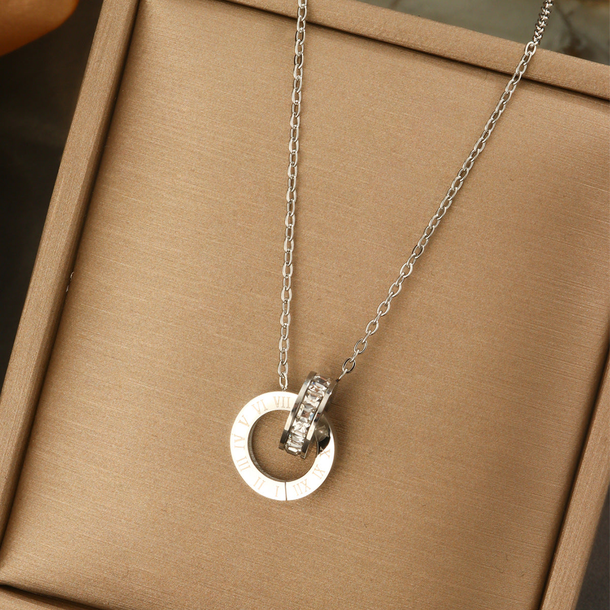Elegant Titanium Steel Plated Multi-Layer Necklace with Heart Star Floral Geometric and Letter Pendants for Women