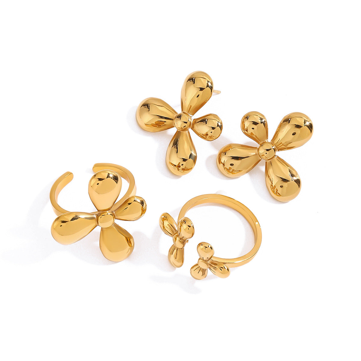 Elegant Floral Plant Stainless Steel and Titanium Steel Plated Jewelry Set for Women