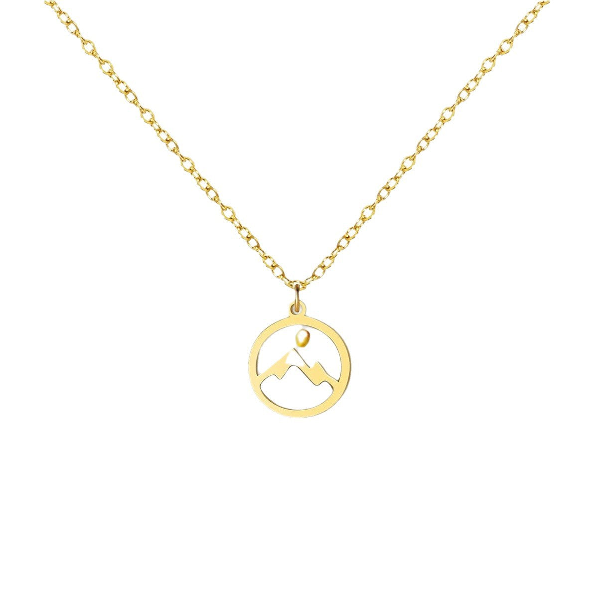 Sweet Floral Oval Geometric Stainless Steel Plated Necklace Unisex Cable Chain