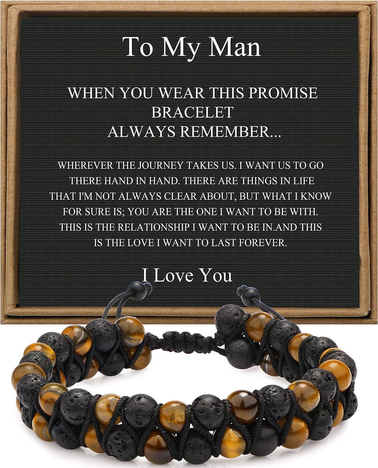 Men's Geometric Tiger's Eye Beaded Bracelet Adjustable Double Layer Handmade Gift