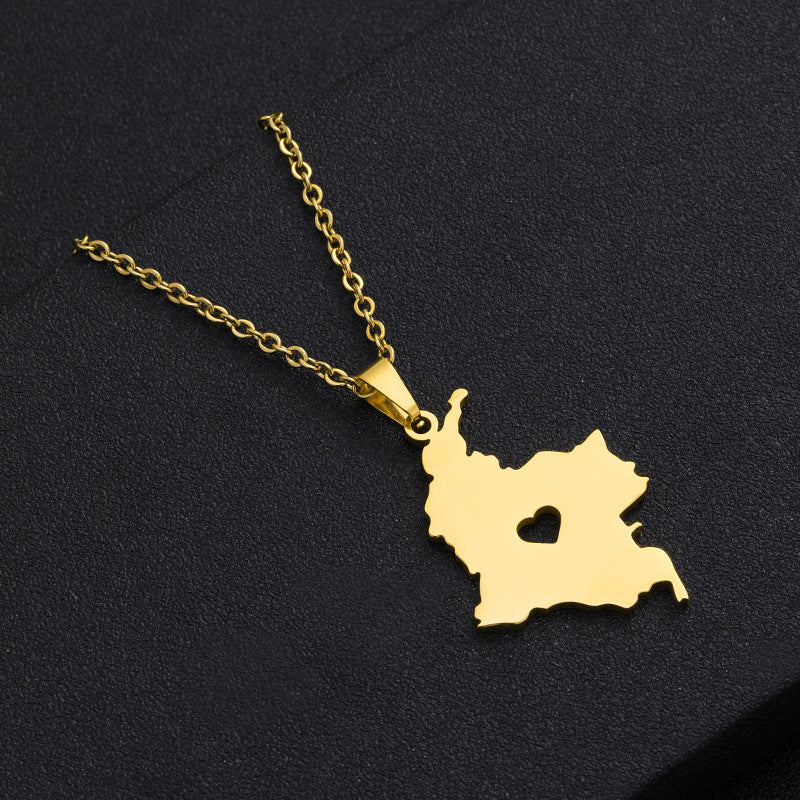Collana con pendente a cuore minimalista in acciaio inossidabile con finitura placcata per unisex, stile catena O