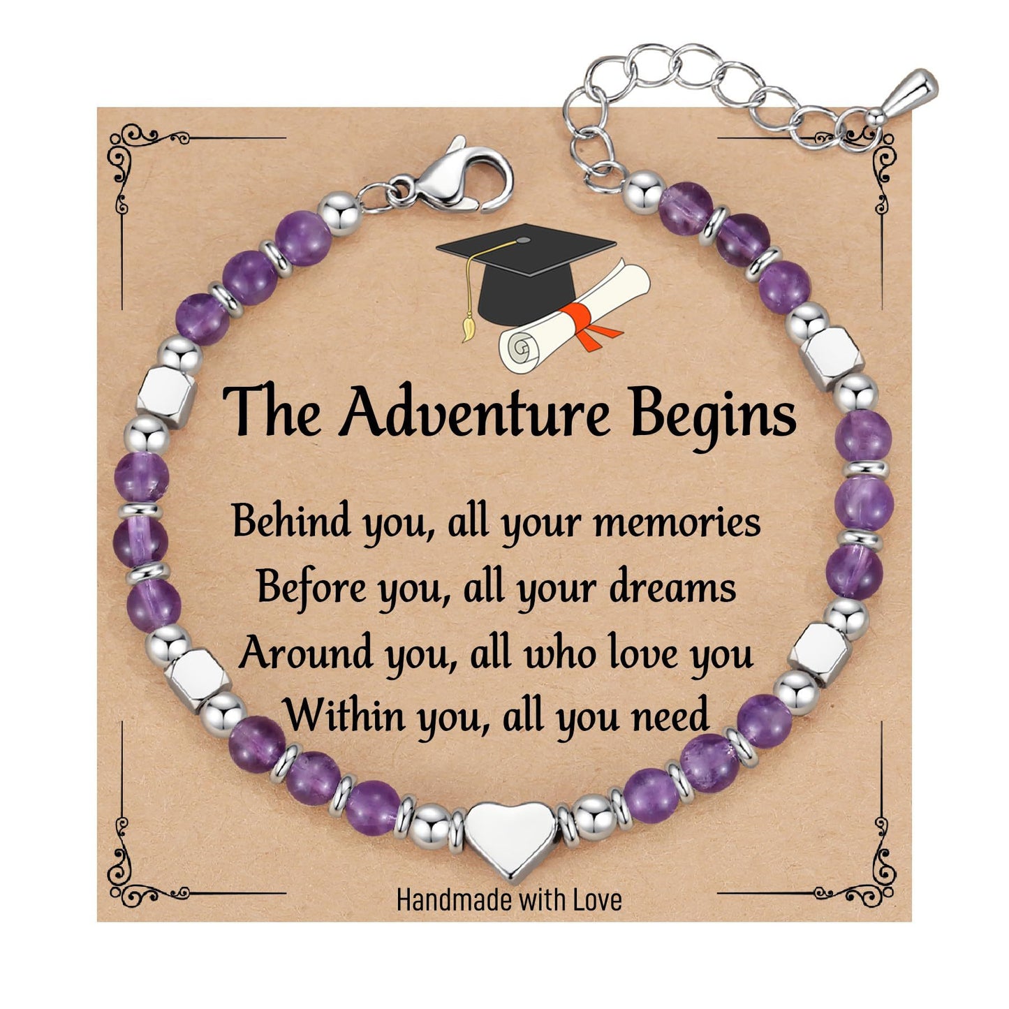 Fashion Heart Shaped Crystal Beaded Stainless Steel Bracelet for Women