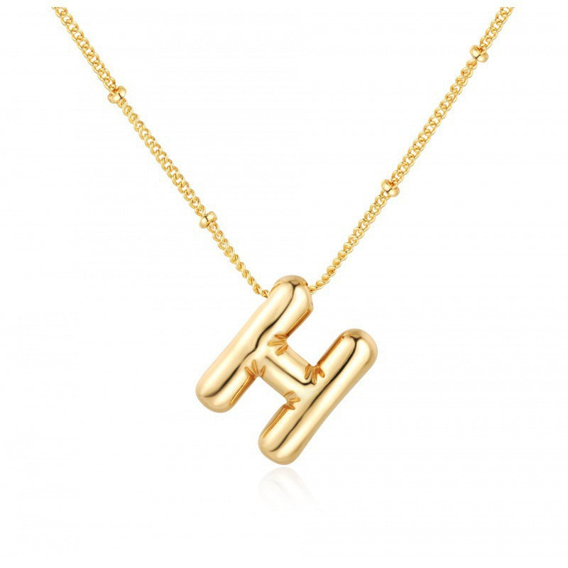 Gold Plated Brass Letter Pendant Necklace for Women