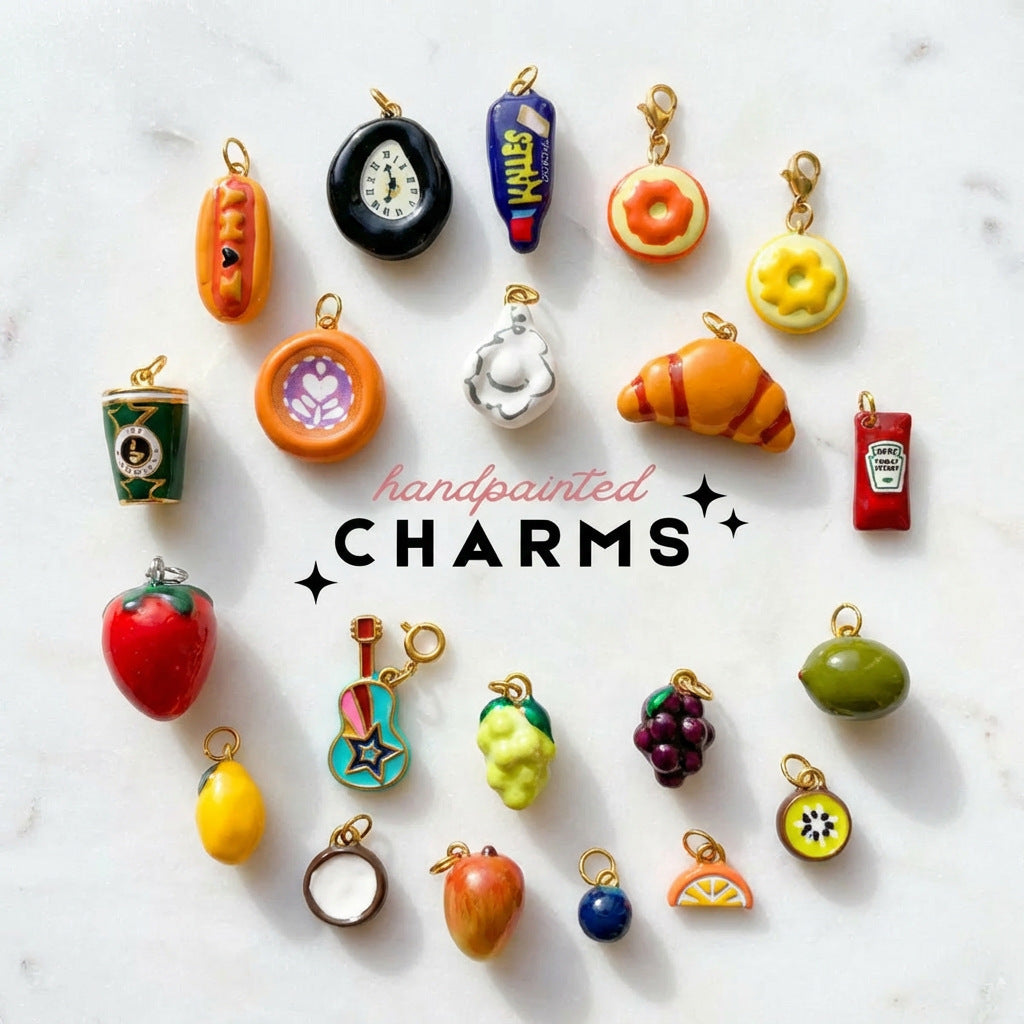 Vintage 18K Gold Plated Stainless Steel Fruit Charm Bar PVD Coated DIY Accessories