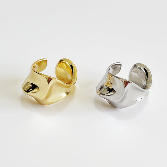 Minimalist 925 Sterling Silver Geometric Triangle Plated Ear Clip for Women with Textured Irregular Surface