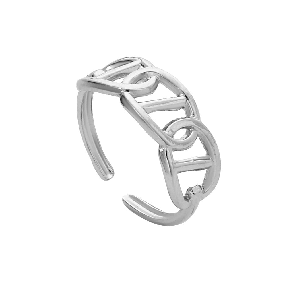 Minimalist Geometric Hollow Open Adjustable Titanium Steel Ring