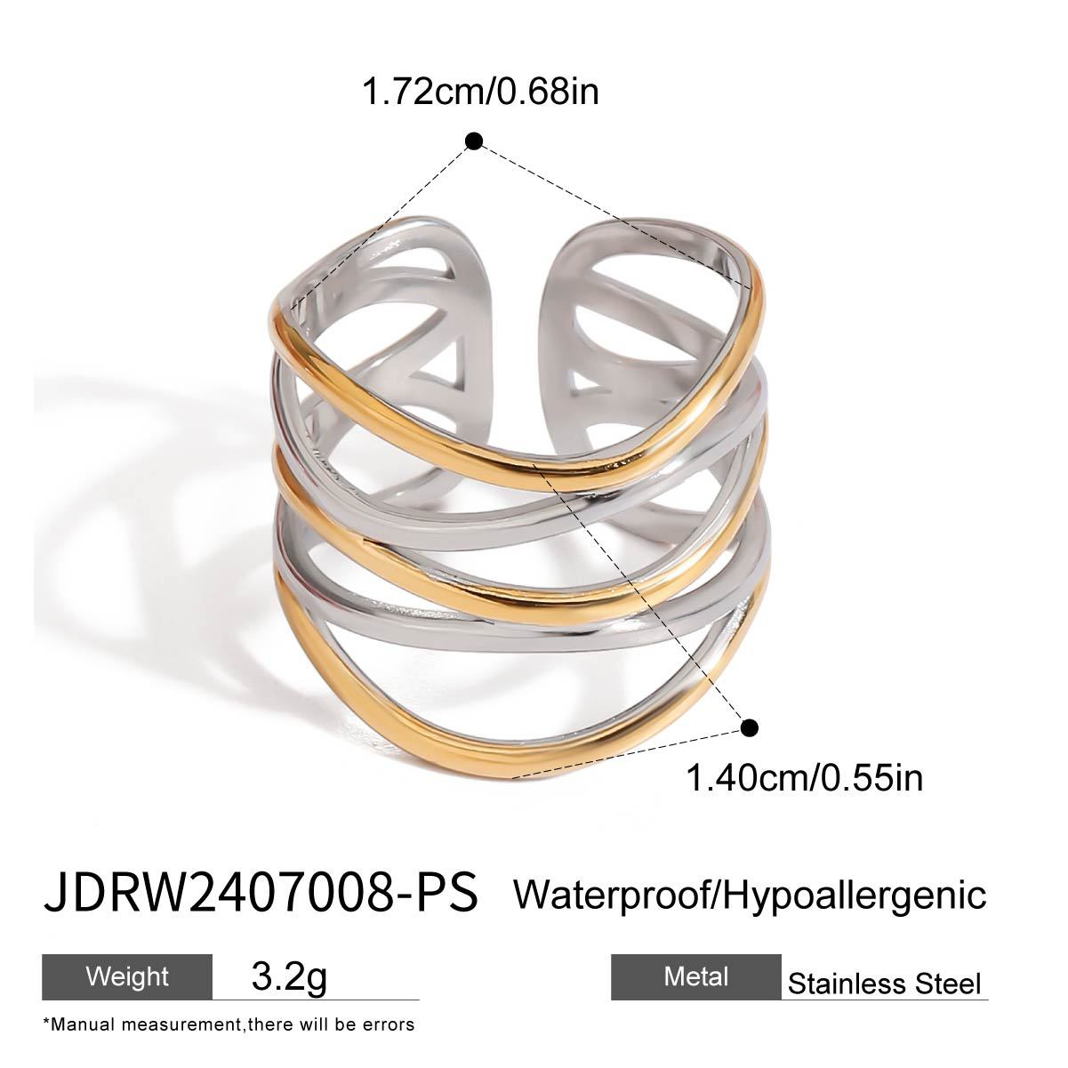 Geometric Plated Stainless Steel Ring for Women