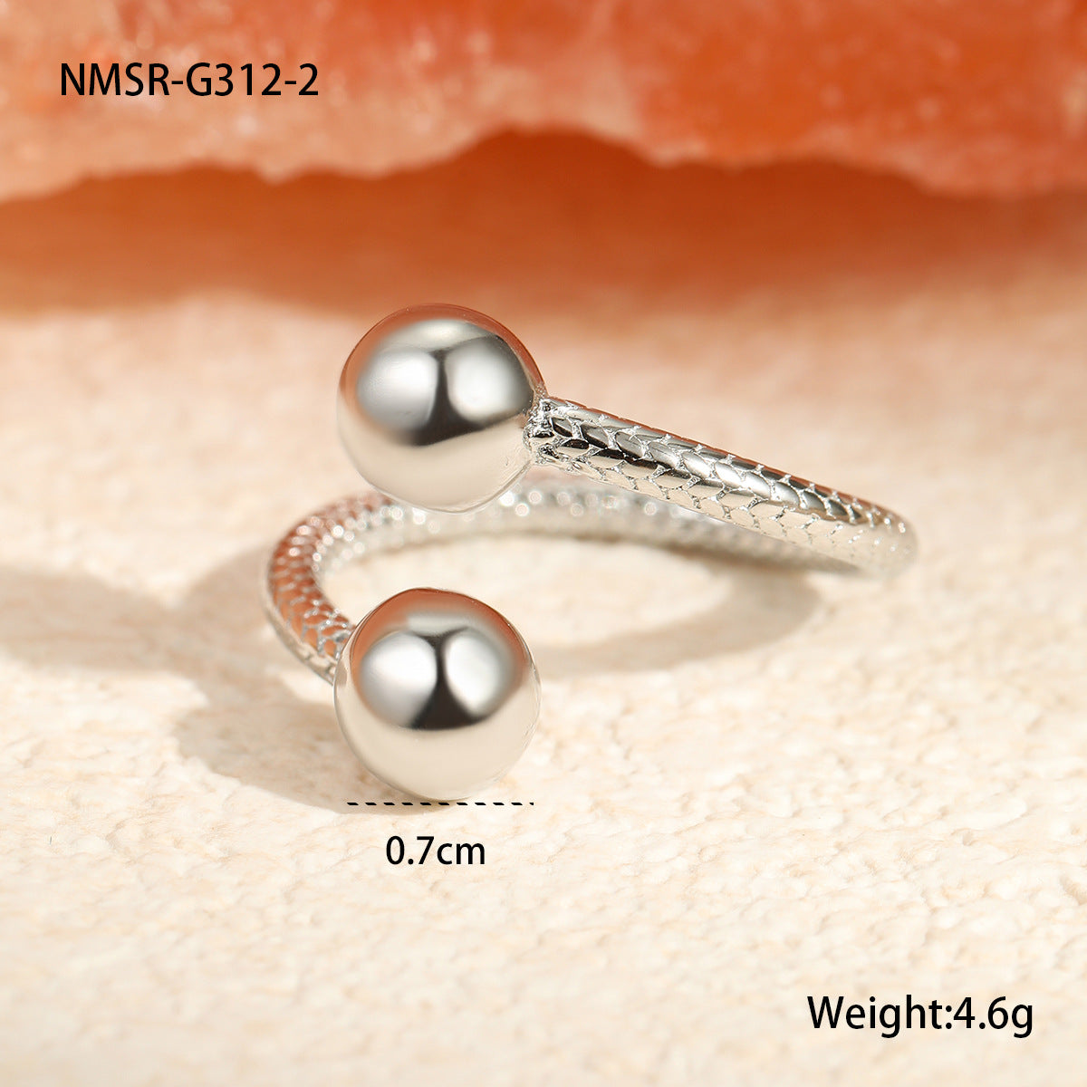 Anello aperto da donna minimalista geometrico regolabile impilabile a tre sfere in acciaio al titanio con finitura placcata