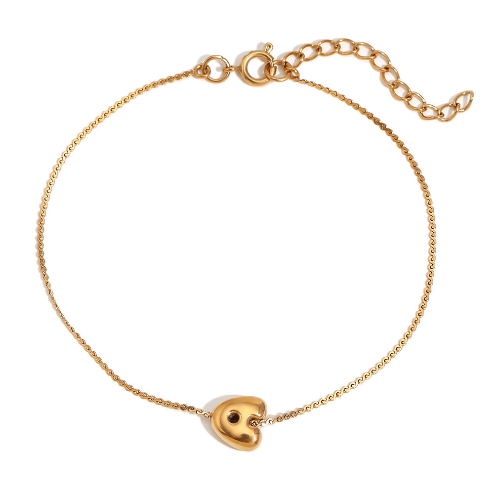 Pulsera de Burbujas para Mujer de Acero Inoxidable con Letra S Minimalista y Chapado en Oro de 18K