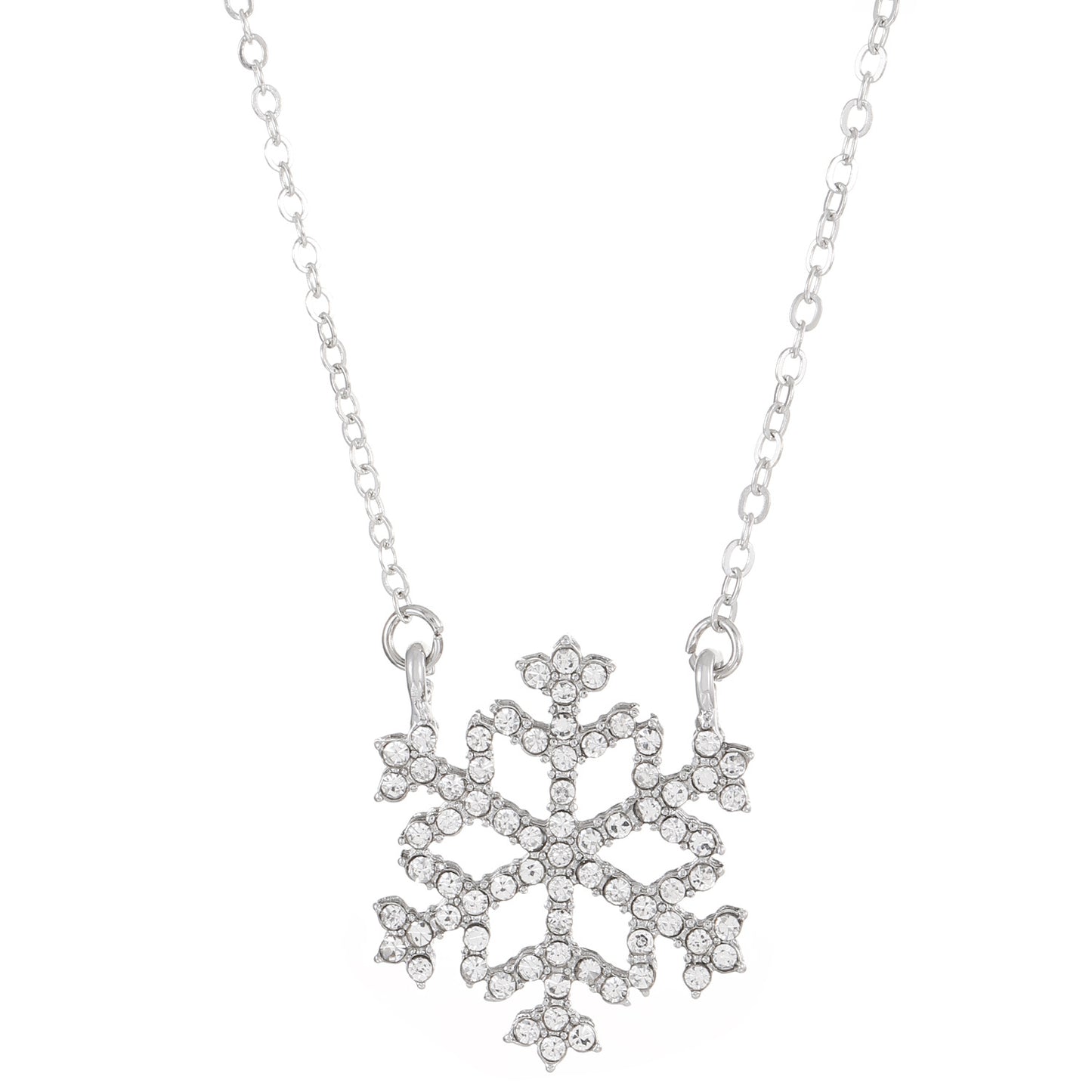 Collar de copo de nieve geométrico para mujer con incrustaciones de diamantes de imitación, cadena de aleación en estilo minimalista y moderno