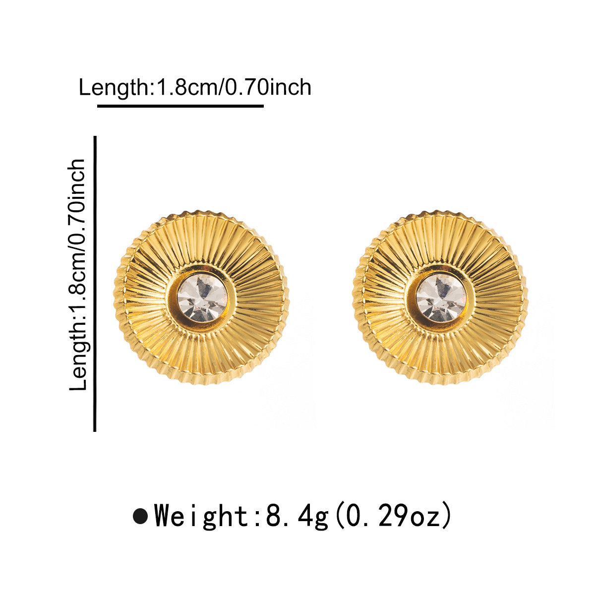 Orecchini a perno da donna Fashion OL geometrici in acciaio inossidabile placcato 18K con strass