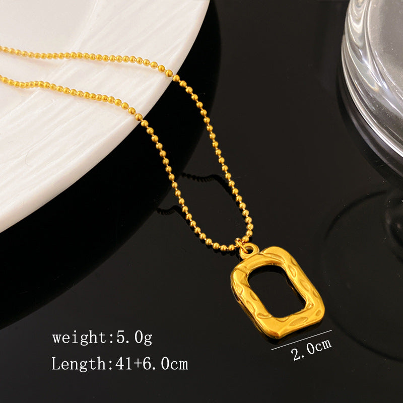 Abstract Geometric Square and Round Bead Titanium Steel Necklace Minimalist Plated Chain for Unisex