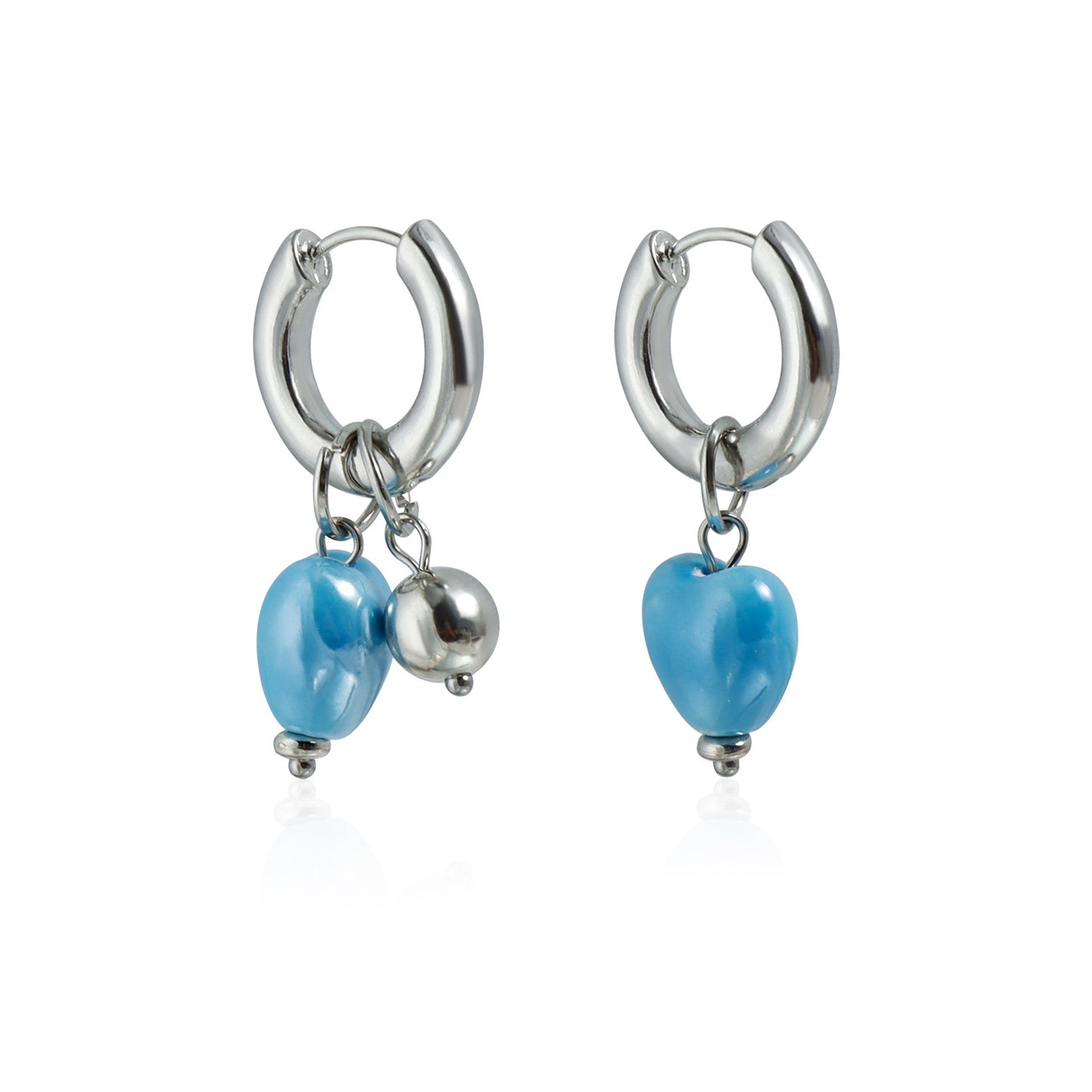 Fashion Geometric Heart Alloy Plated Necklace with Blue Tassel and Beads for Women