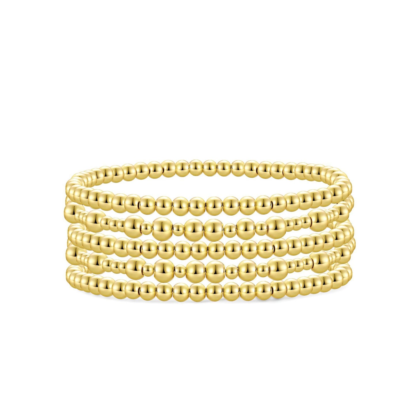 Gold Plated Hematite Beaded Stretch Bracelet Set
