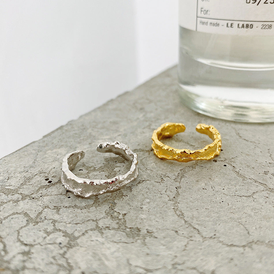 Sweet 925 Sterling Silver Chain Texture Ring for Women