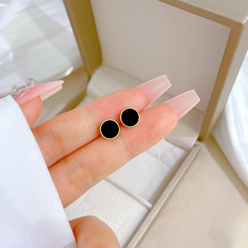 Minimalist Sweet Geometric Titanium Steel Plated Stud Earrings