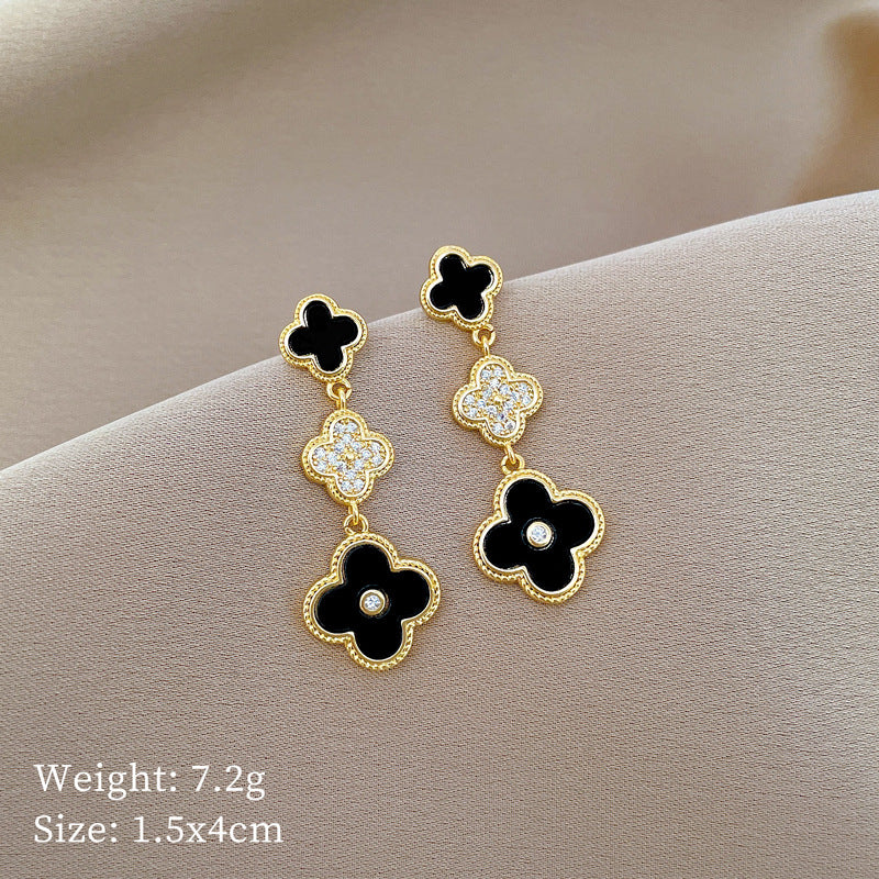 Geometric Stud Earrings for Women with Plated Copper Design, Elegant Long Tassel Drop Earrings, Sweet Style Jewelry