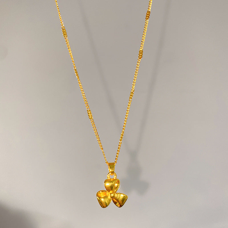 Minimalist Sweet Square Heart Plated Titanium Steel Necklace with Brass Pendant for Unisex