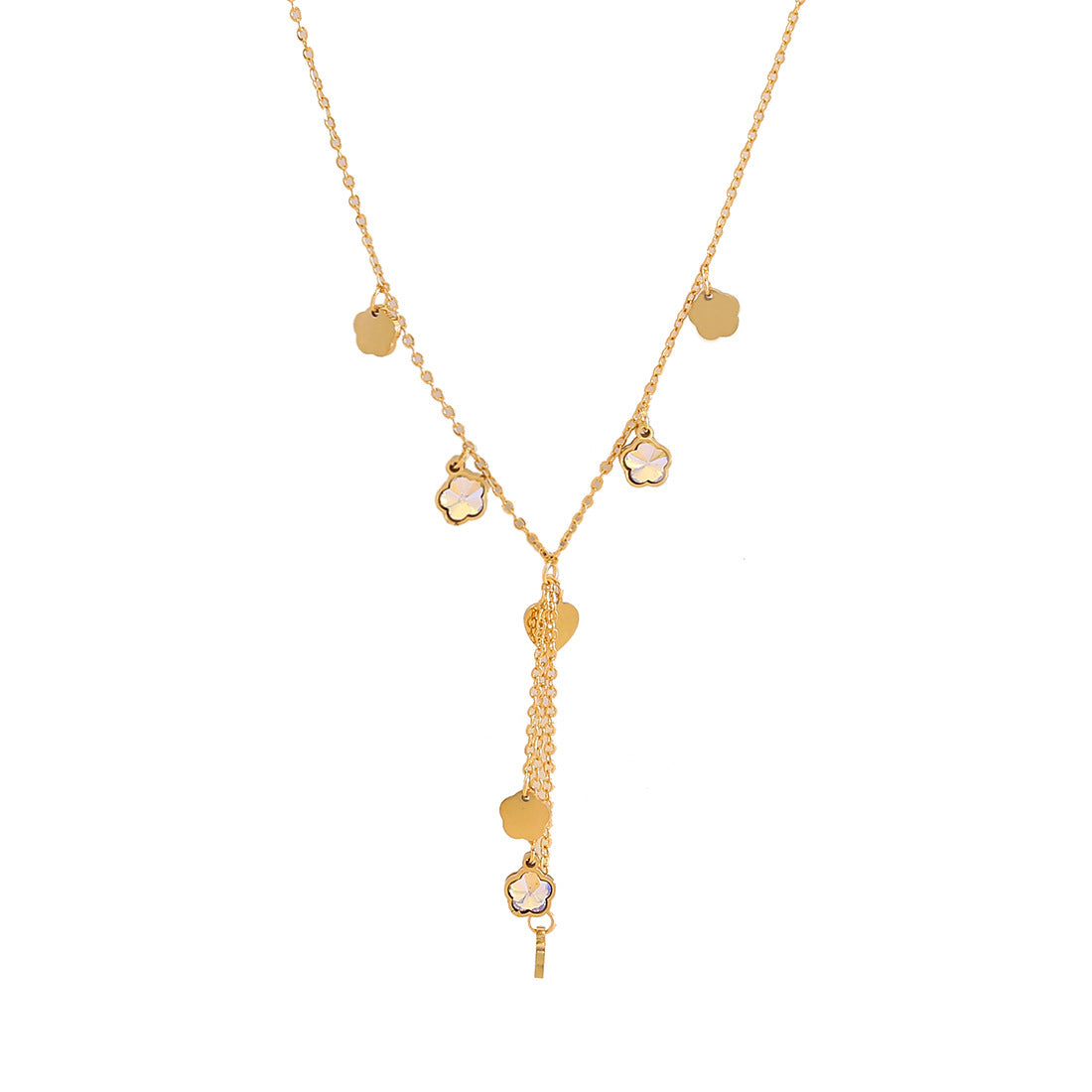 Fashionable Floral Daisy Pendant Necklace with Waterdrop Shape Stainless Steel Snake Chain for Women