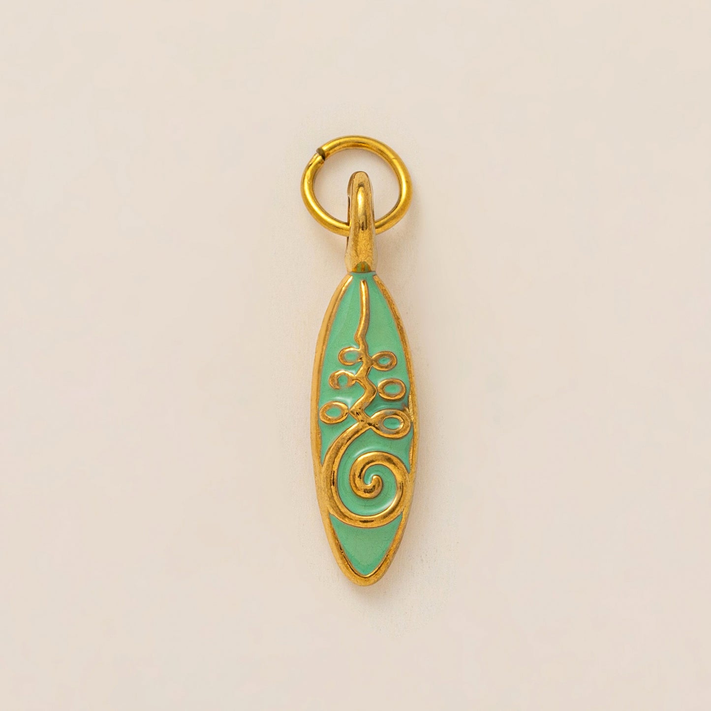 Vintage Gold Plated Stainless Steel Ceramic Moon Astronaut Charm Bar